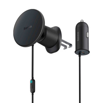 Baseus MagSafe Autoladegerät – 15W induktives Ladegerät für Smartphones und andere Geräte, CW01 Serie, USB-C – Schwarz