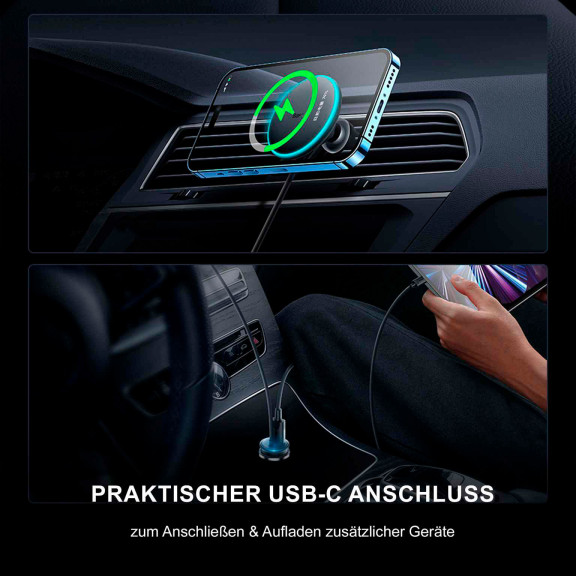 Baseus MagSafe Autoladegerät – 15W induktives Ladegerät für Smartphones und andere Geräte, CW01 Serie, USB-C – Weiteres Produktbild 3