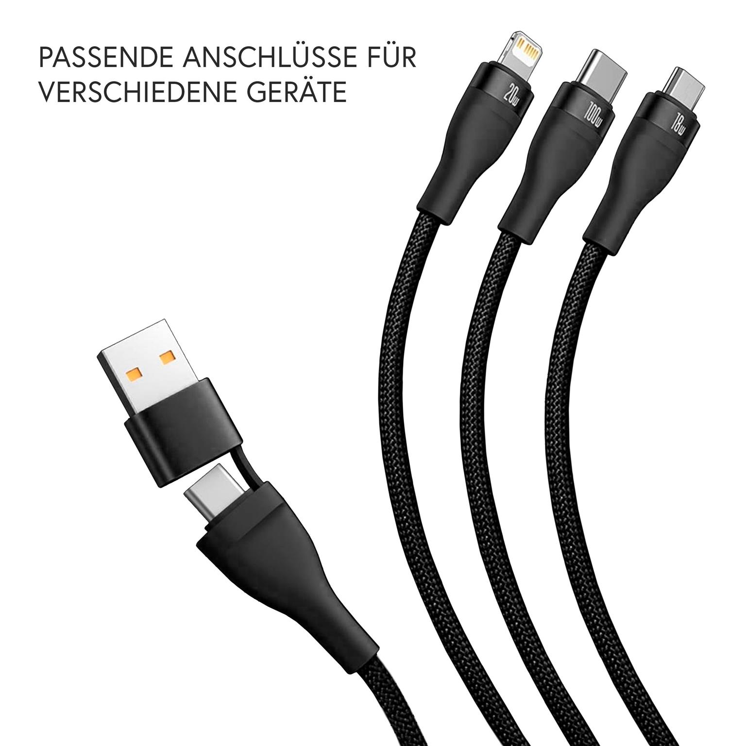 Baseus multifunktionales 3-in-1 Ladekabel - USB-C/Lightning/Micro-USB für Smartphones - 1,2 Meter - Fixe Länge – Weiteres Produktbild 1