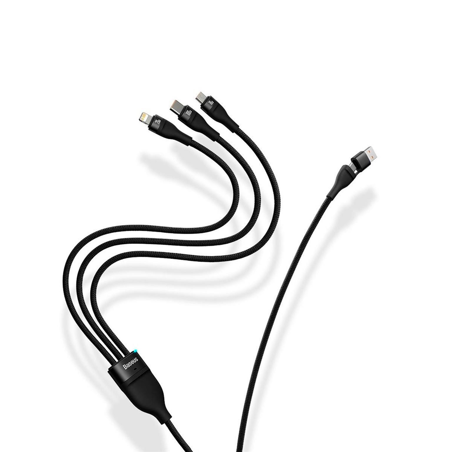 Baseus multifunktionales 3-in-1 Ladekabel - USB-C/Lightning/Micro-USB für Smartphones - 1,2 Meter - Fixe Länge – Weiteres Produktbild 4