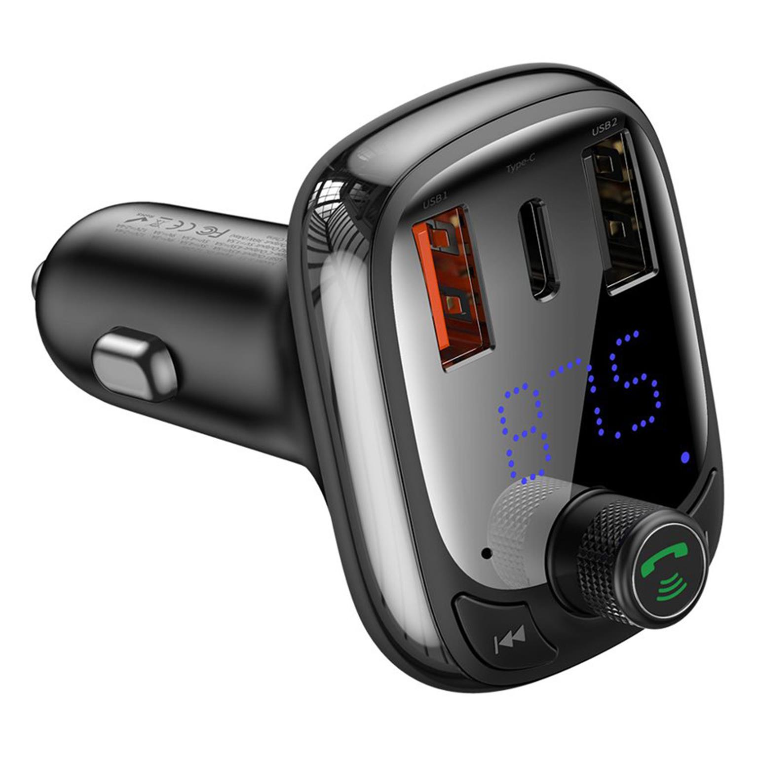 Baseus FM Transmitter Bluetooth 5.0 – Auto Musik Streaming, USB Schnellladegerät, Kfz Bluetooth Adapter – Weiteres Produktbild 1 Baseus FM Transmitter Bluetooth 5.0 – Auto Musik Streaming, USB Schnellladegerät, Kfz Bluetooth Adapter – Weiteres Produktbild 1