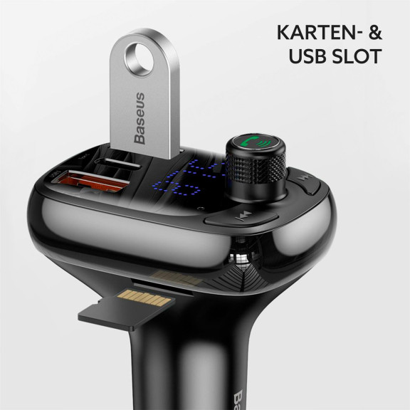 Baseus FM Transmitter Bluetooth 5.0 – Auto Musik Streaming, USB Schnellladegerät, Kfz Bluetooth Adapter – Weiteres Produktbild 4
