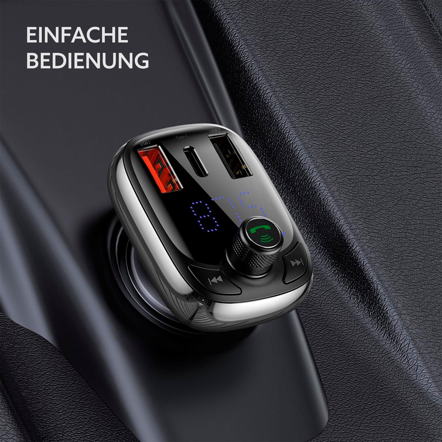 Baseus FM Transmitter Bluetooth 5.0 – Auto Musik Streaming, USB Schnellladegerät, Kfz Bluetooth Adapter – Weiteres Produktbild 6 Baseus FM Transmitter Bluetooth 5.0 – Auto Musik Streaming, USB Schnellladegerät, Kfz Bluetooth Adapter – Weiteres Produktbild 6