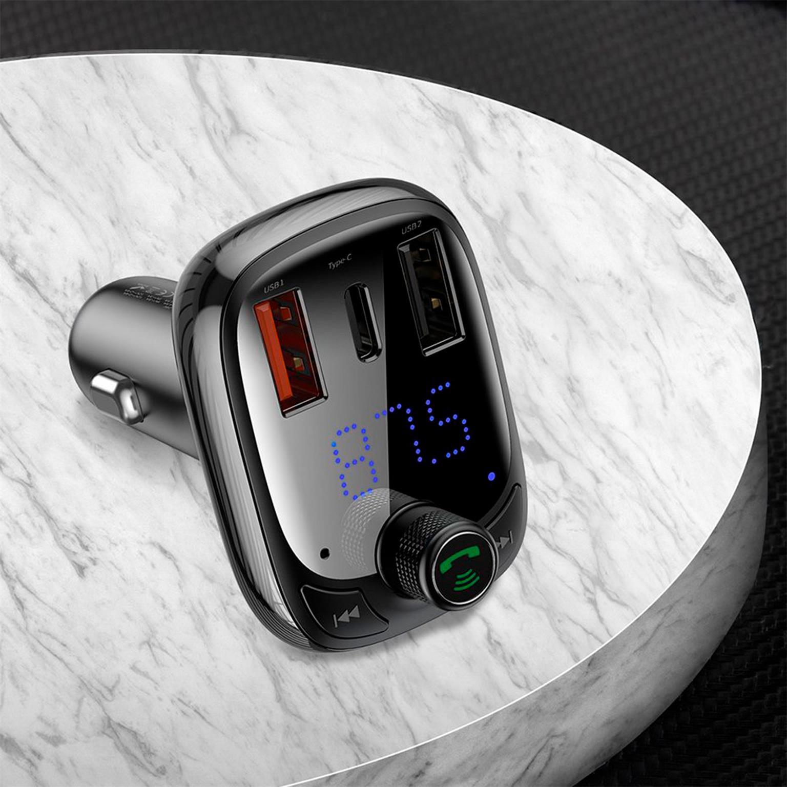 Baseus FM Transmitter Bluetooth 5.0 – Auto Musik Streaming, USB Schnellladegerät, Kfz Bluetooth Adapter – Weiteres Produktbild 8