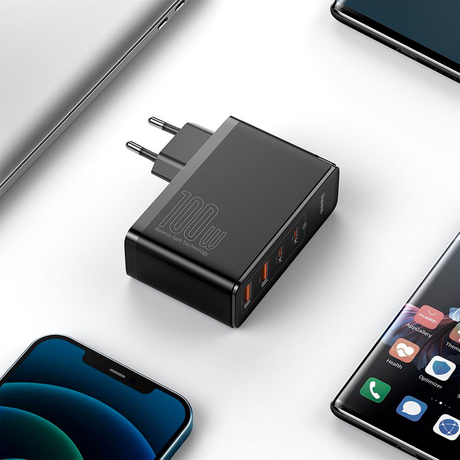 Baseus GaN2 Pro Schnellladegerät – 100W Leistung, USB-C und USB Netzteil, Netzteil mit 2x USB-C und 2x USB – Weiteres Produktbild 7