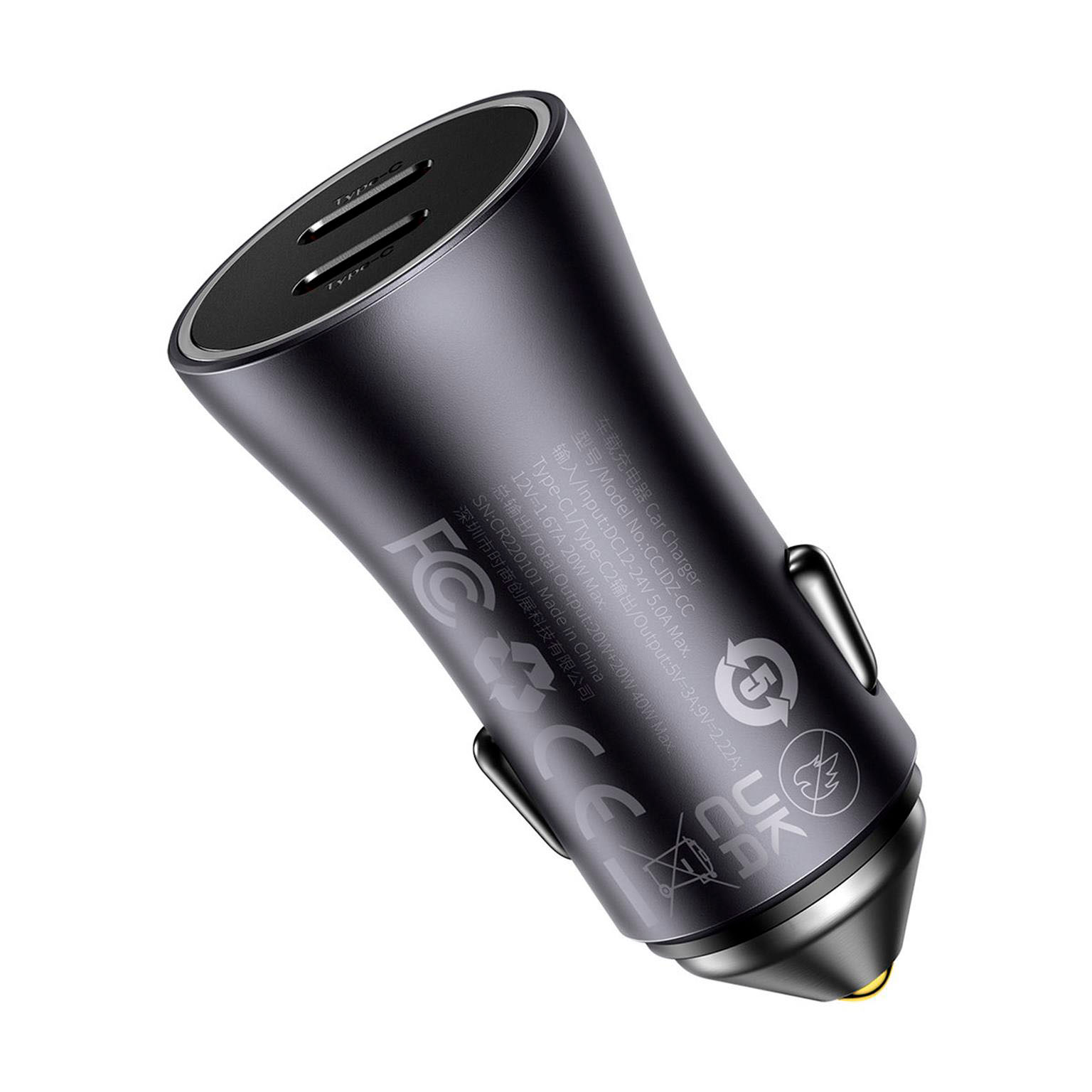 Baseus Autoladegerät – Kfz USB-Ladegerät im Zigarettenanzünder für Smartphones, 2x USB-C, 40W – Weiteres Produktbild 6 Baseus Autoladegerät – Kfz USB-Ladegerät im Zigarettenanzünder für Smartphones, 2x USB-C, 40W – Weiteres Produktbild 6