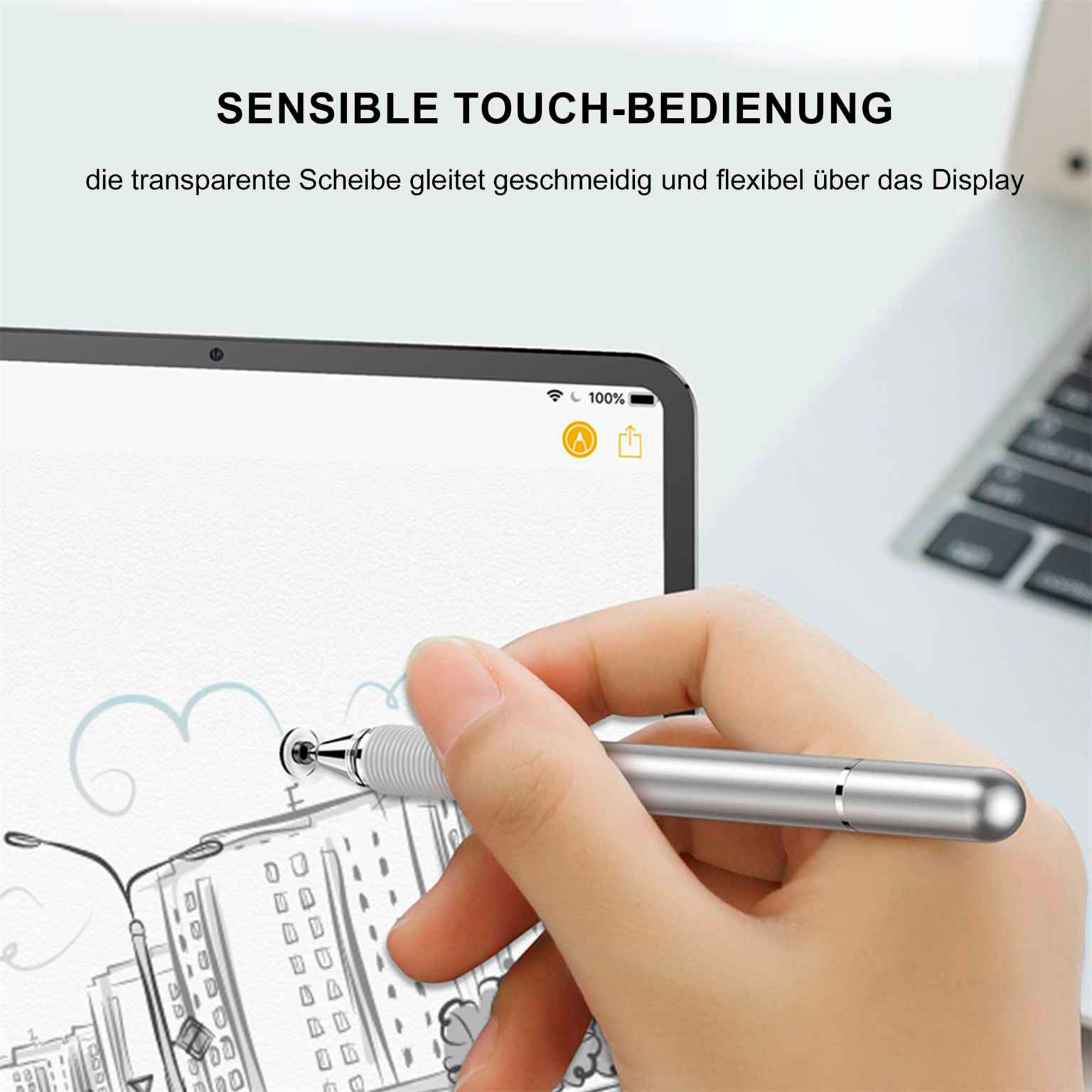 Baseus Golden Cudgel – Doppelseitiger Kapazitiver Stylus, Zeichenstift für Tablets mit Präzisionsscheibe – Weiteres Produktbild 2