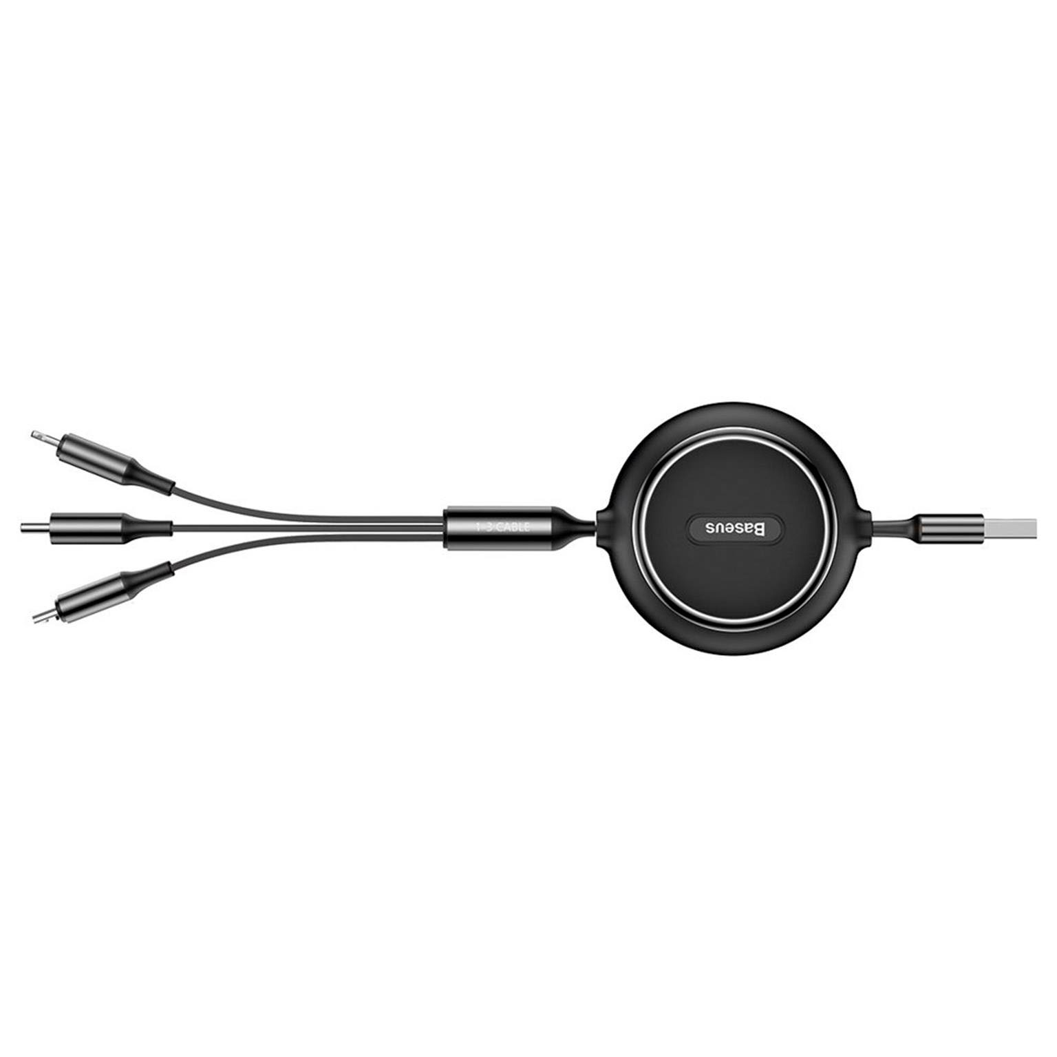 Baseus multifunktionales 3-in-1 Ladekabel - USB-C/Lightning/Micro-USB für Smartphones - 1,2 Meter - Aufrollbar – Weiteres Produktbild 1