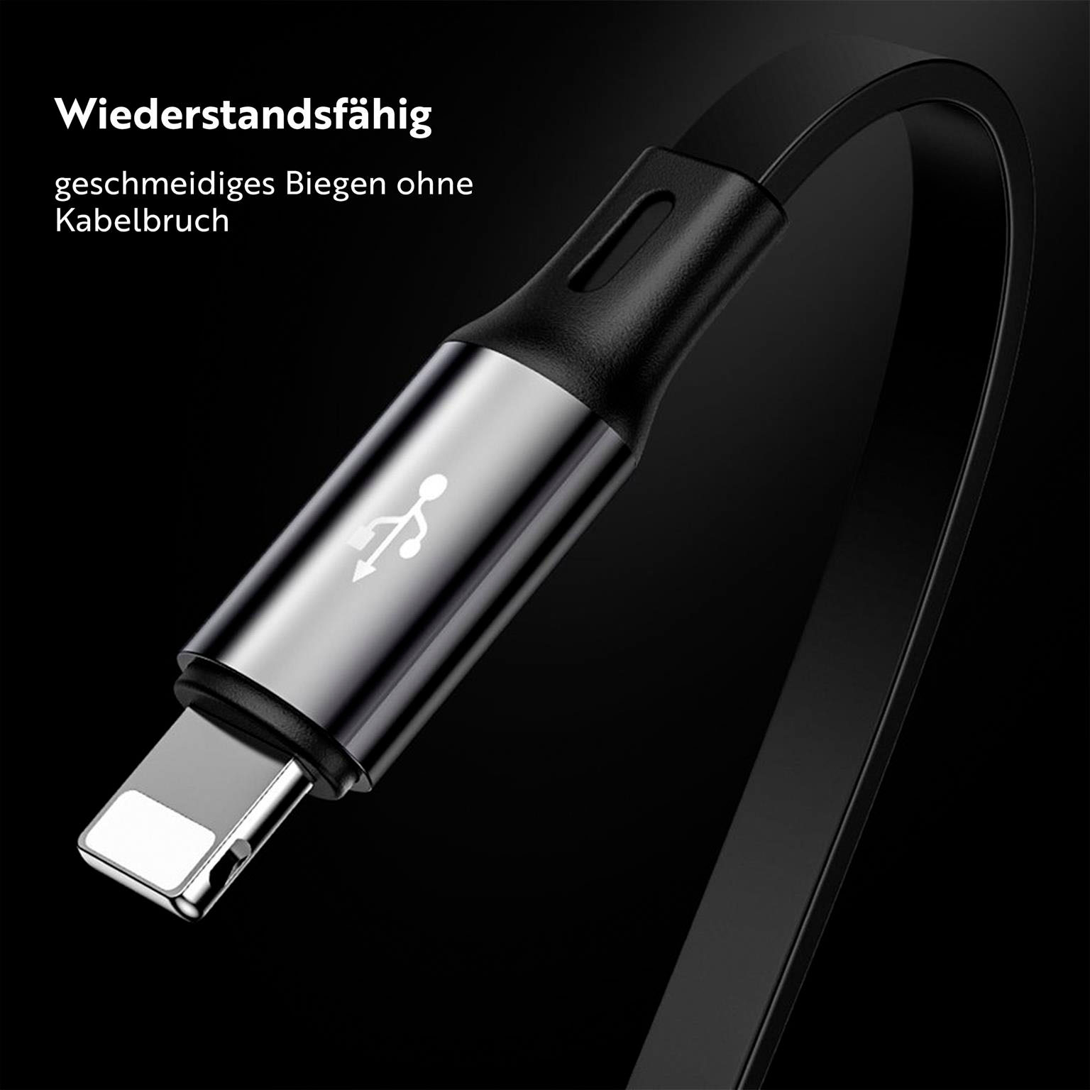 Baseus multifunktionales 3-in-1 Ladekabel - USB-C/Lightning/Micro-USB für Smartphones - 1,2 Meter - Aufrollbar – Weiteres Produktbild 2