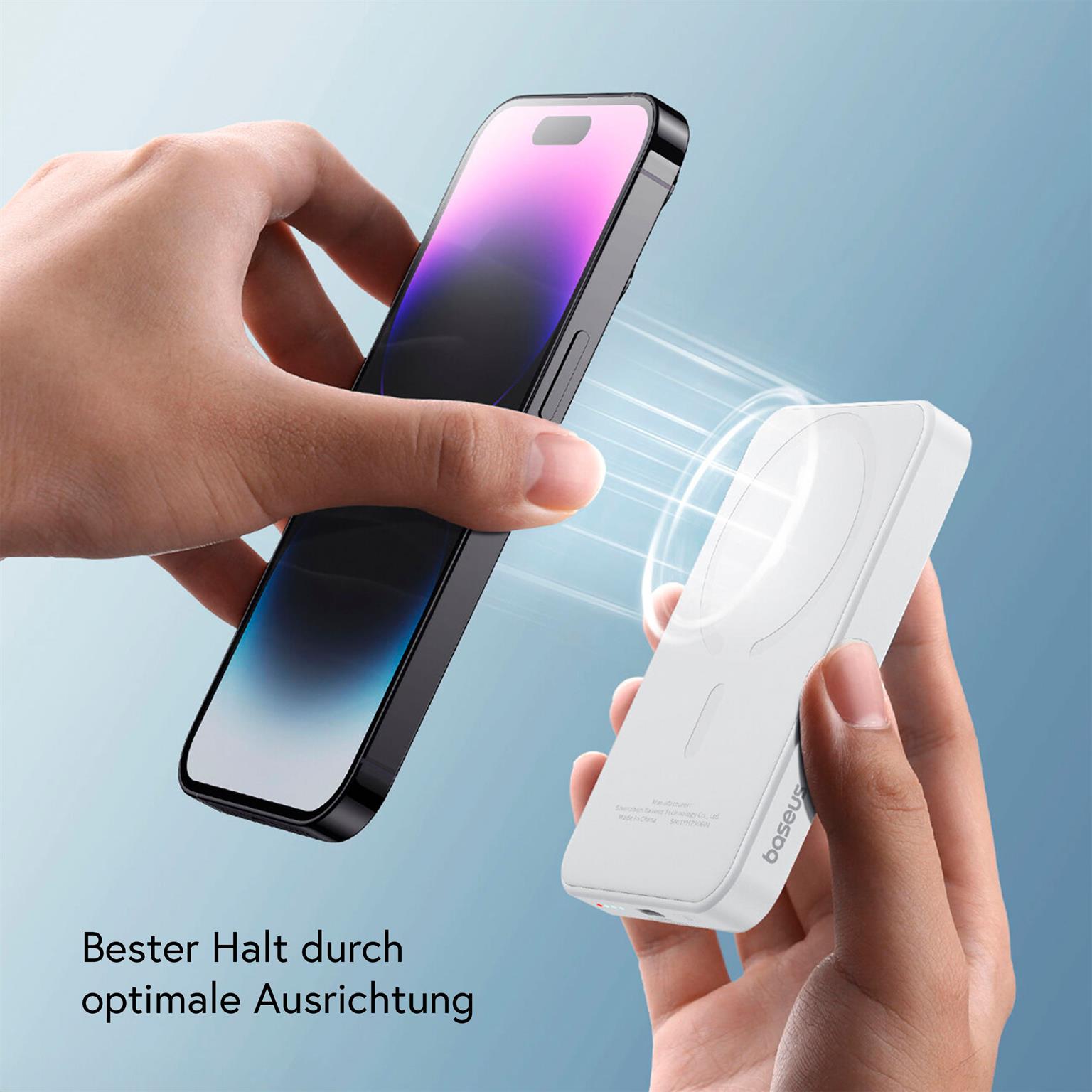Baseus Induktive MagSafe Powerbank – für iPhone 5 - 16 und iPad Modelle, Hochleistungs-Powerbank, 5000mAh – Weiteres Produktbild 2
