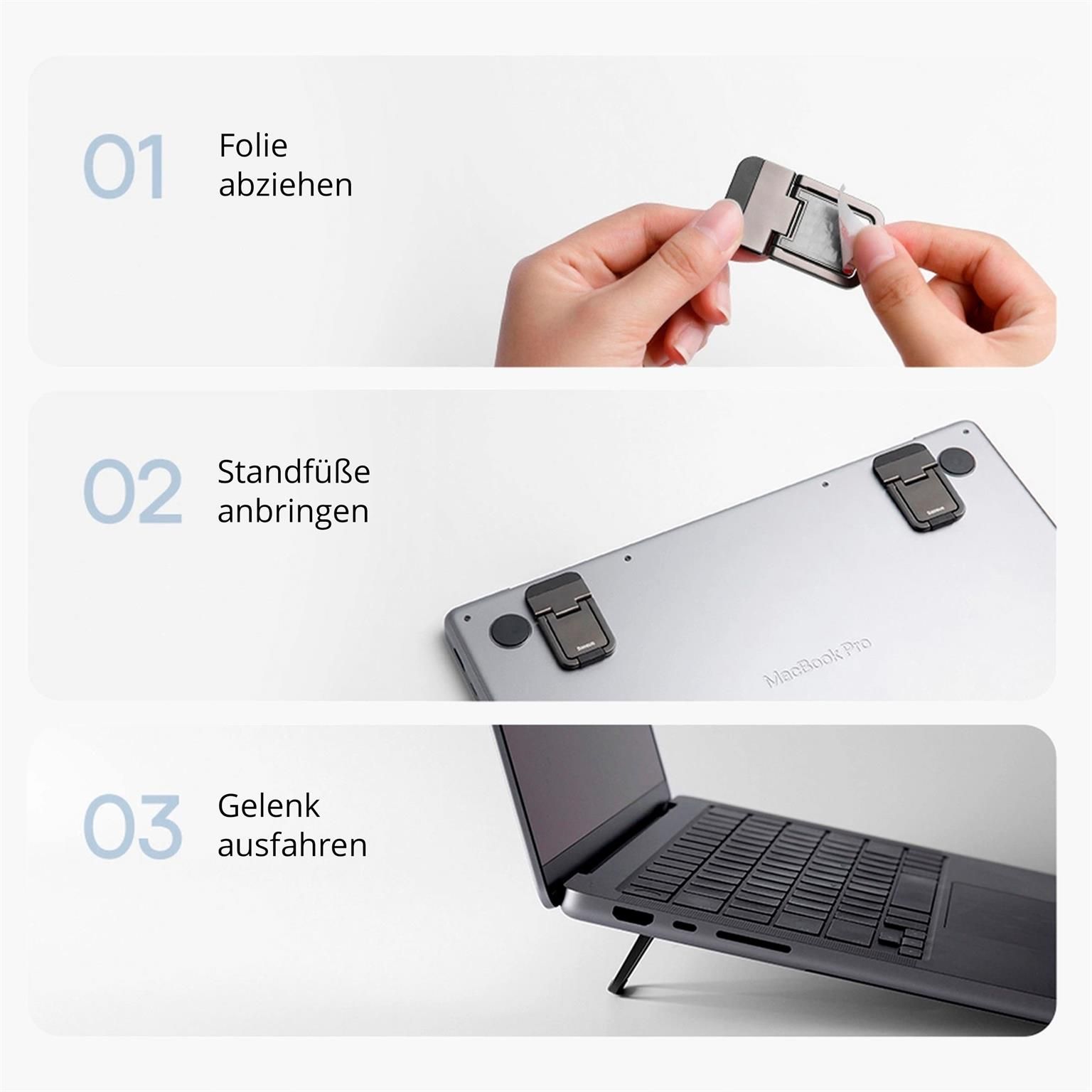 Baseus Laptop-Standfüße (2 Stk.) – Selbstklebende Notebook Füße, Laptop Aufsteller, 3M-Klebefolie – Weiteres Produktbild 9 Baseus Laptop-Standfüße (2 Stk.) – Selbstklebende Notebook Füße, Laptop Aufsteller, 3M-Klebefolie – Weiteres Produktbild 9