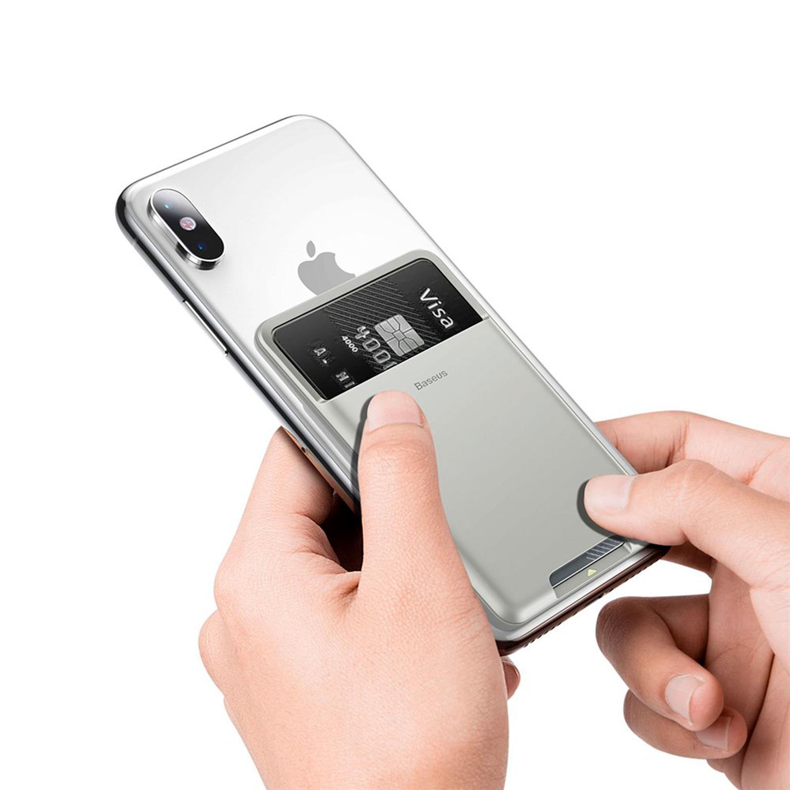 Baseus Card Pocket Universal – Kartenhalter für Handy mit Silikon, Kartenetui selbstklebend – undefined