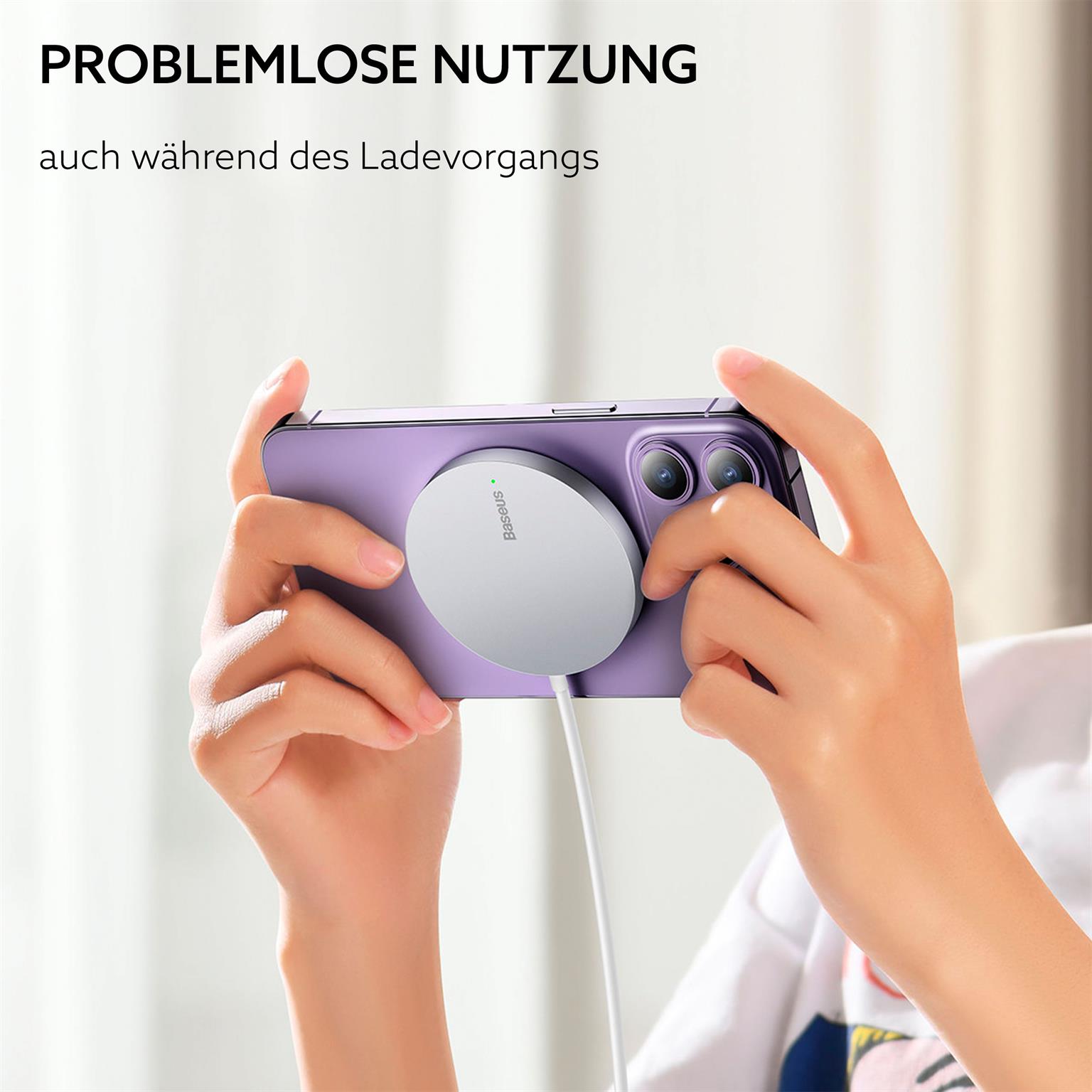 Baseus Simple Mini3 Induktionsladegerät – Kabelloses 15W Ladegerät, Schnellladegerät mit Qi-Technologie – Weiteres Produktbild 1