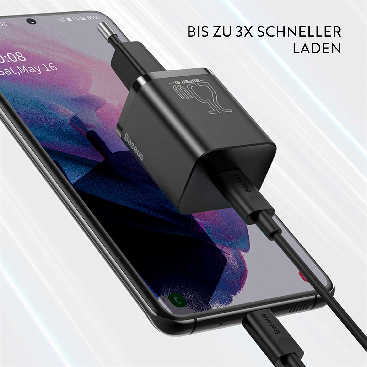 Baseus Super Si 1C Schnellladegerät USB Typ C 25W – USB-C Schnellladegerät für Smartphone, Tablet, Laptop – Weiteres Produktbild 5
