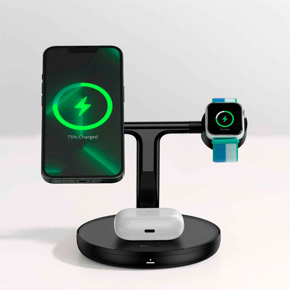 Baseus Swan 3-in1 Qi-Ladegerät – Induktives Laden für iPhone MagSafe, iWatch und AirPods – Weiteres Produktbild 2