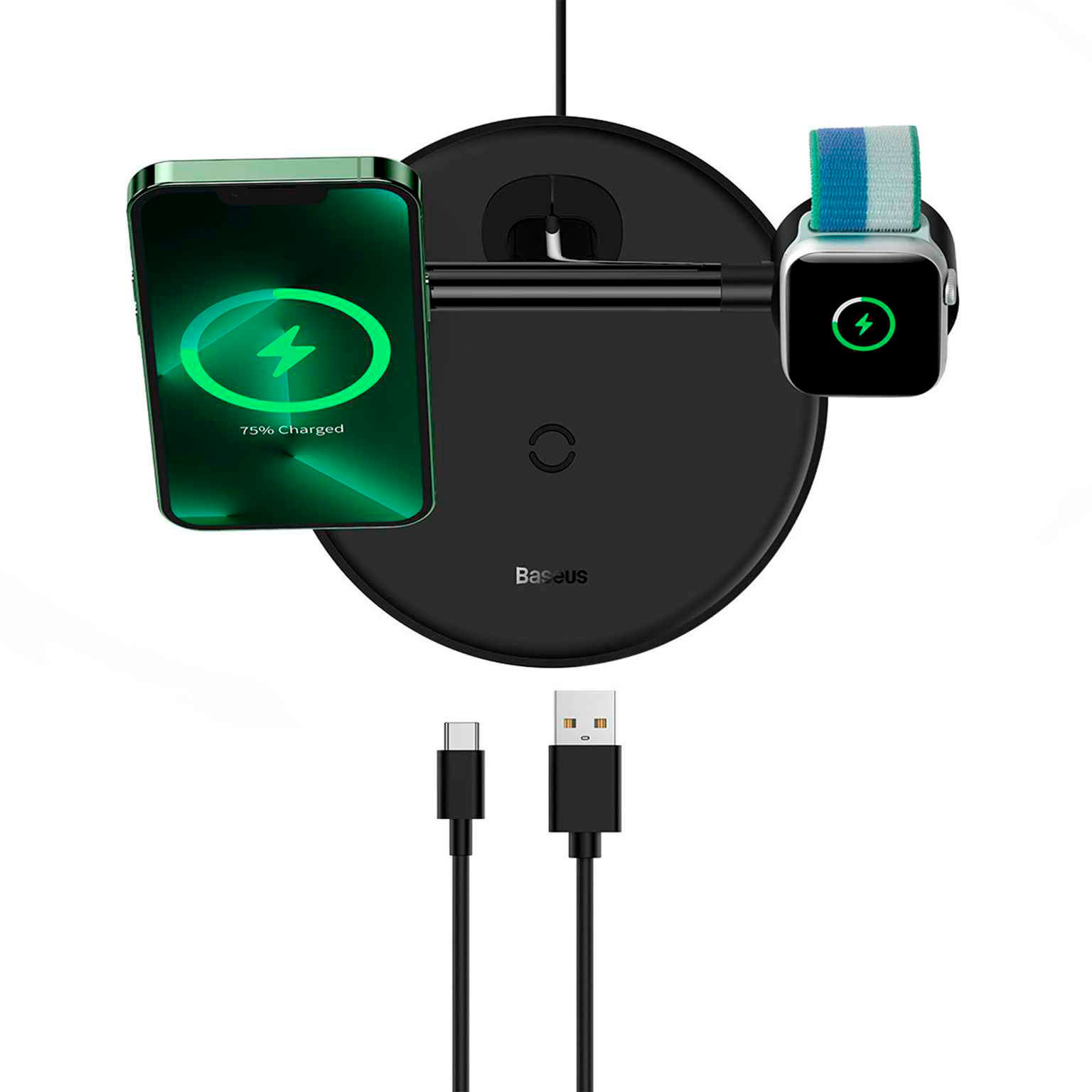 Baseus Swan 3-in1 Qi-Ladegerät – Induktives Laden für iPhone MagSafe, iWatch und AirPods – Weiteres Produktbild 4
