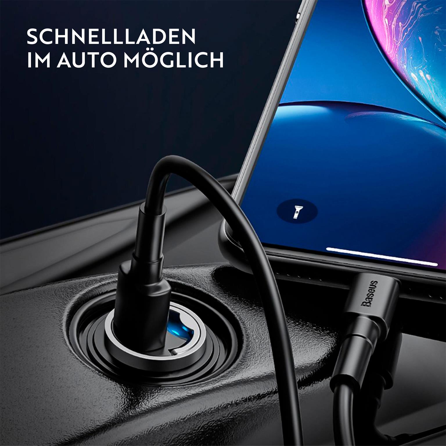 Baseus Autoladegerät – Kfz USB-Ladegerät im Zigarettenanzünder für Smartphones, USB-C, 30W – Weiteres Produktbild 4