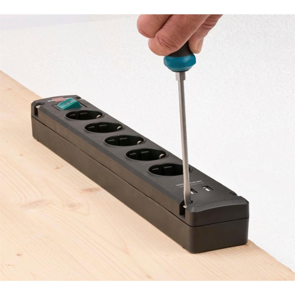 brennenstuhl Bremounta Steckdosenleiste 5-fach – Steckdosenleiste mit 2 USB-Anschlüssen, Schalter und 3m Kabel – Weiteres Produktbild 4