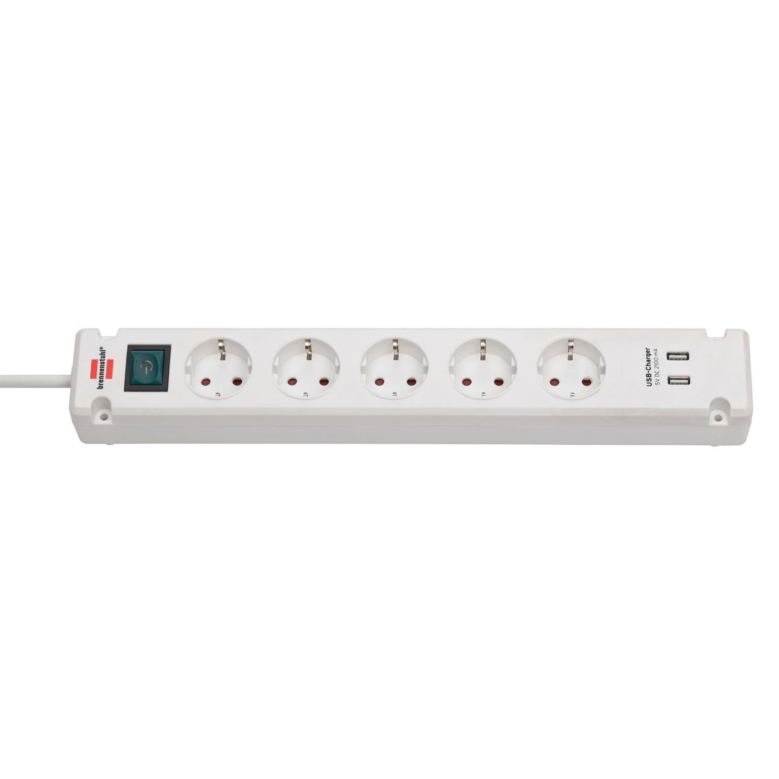 brennenstuhl Bremounta Steckdosenleiste 5-fach – Steckdosenleiste mit 2 USB-Anschlüssen, Schalter und 3m Kabel – undefined