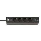 brennenstuhl Ecolor USB Steckdosenleiste 4-fach – Steckdosenleiste 4-fach mit USB und Schalter 1,5m Kabel – Weiteres Produktbild 1