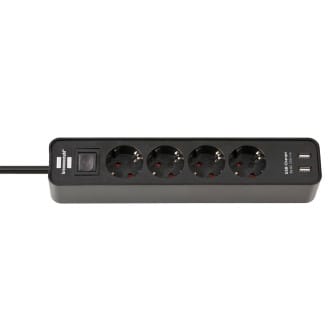 brennenstuhl Ecolor USB Steckdosenleiste 4-fach – Steckdosenleiste 4-fach mit USB und Schalter 1,5m Kabel – Schwarz brennenstuhl Ecolor USB Steckdosenleiste 4-fach – Steckdosenleiste 4-fach mit USB und Schalter 1,5m Kabel – Schwarz