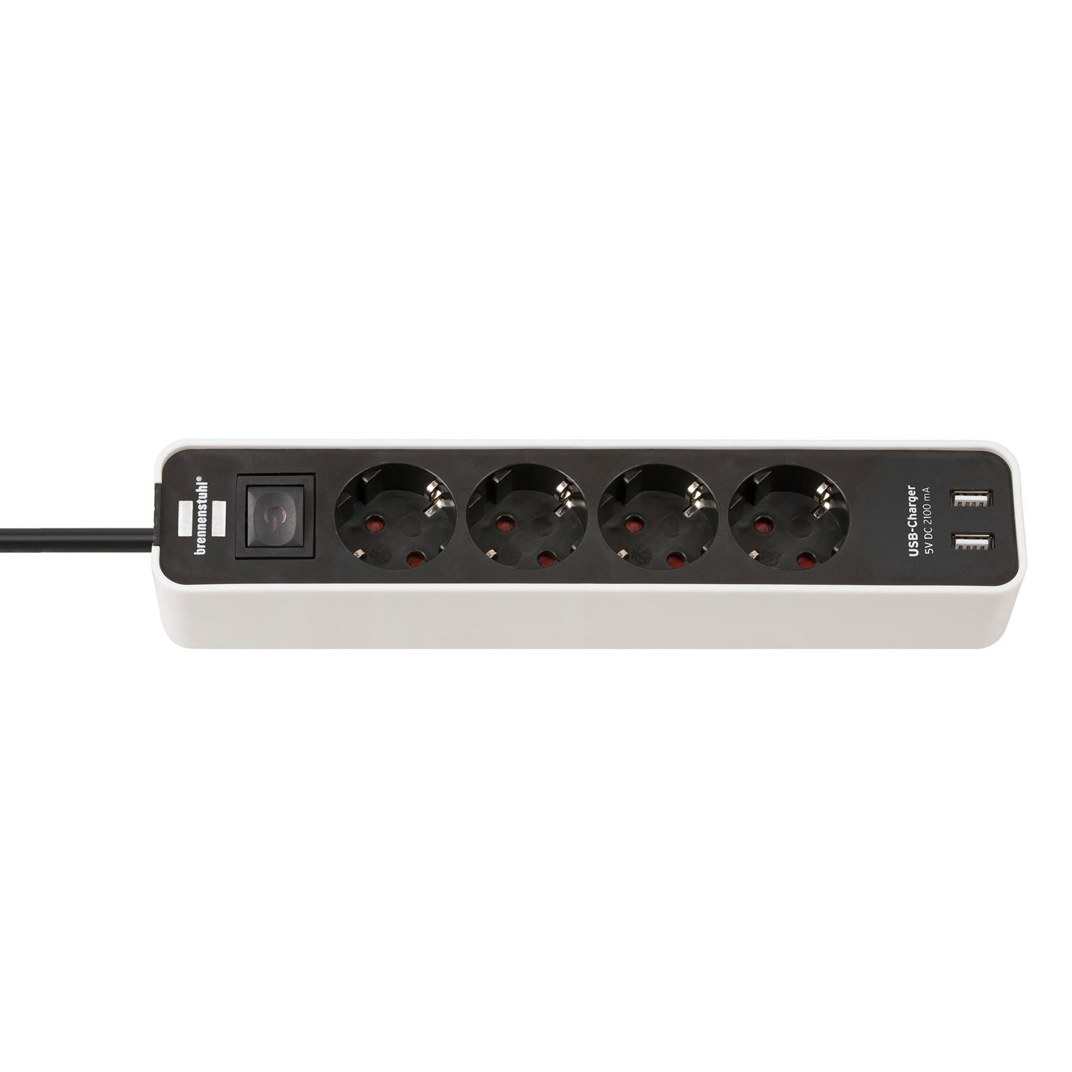 brennenstuhl Ecolor USB Steckdosenleiste 4-fach – Steckdosenleiste 4-fach mit USB und Schalter 1,5m Kabel – undefined