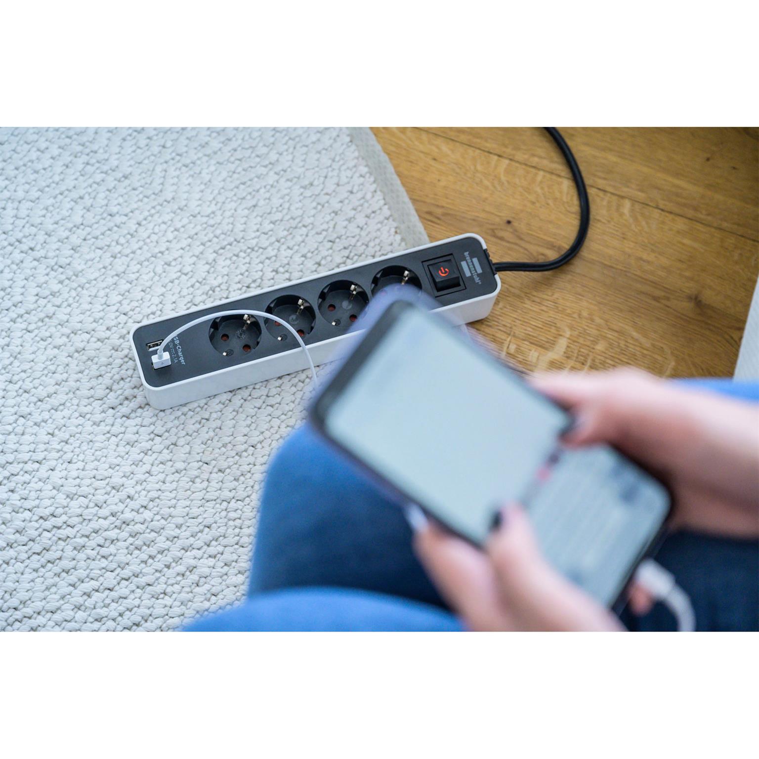 brennenstuhl Ecolor USB Steckdosenleiste 4-fach – Steckdosenleiste 4-fach mit USB und Schalter 1,5m Kabel – Weiteres Produktbild 4