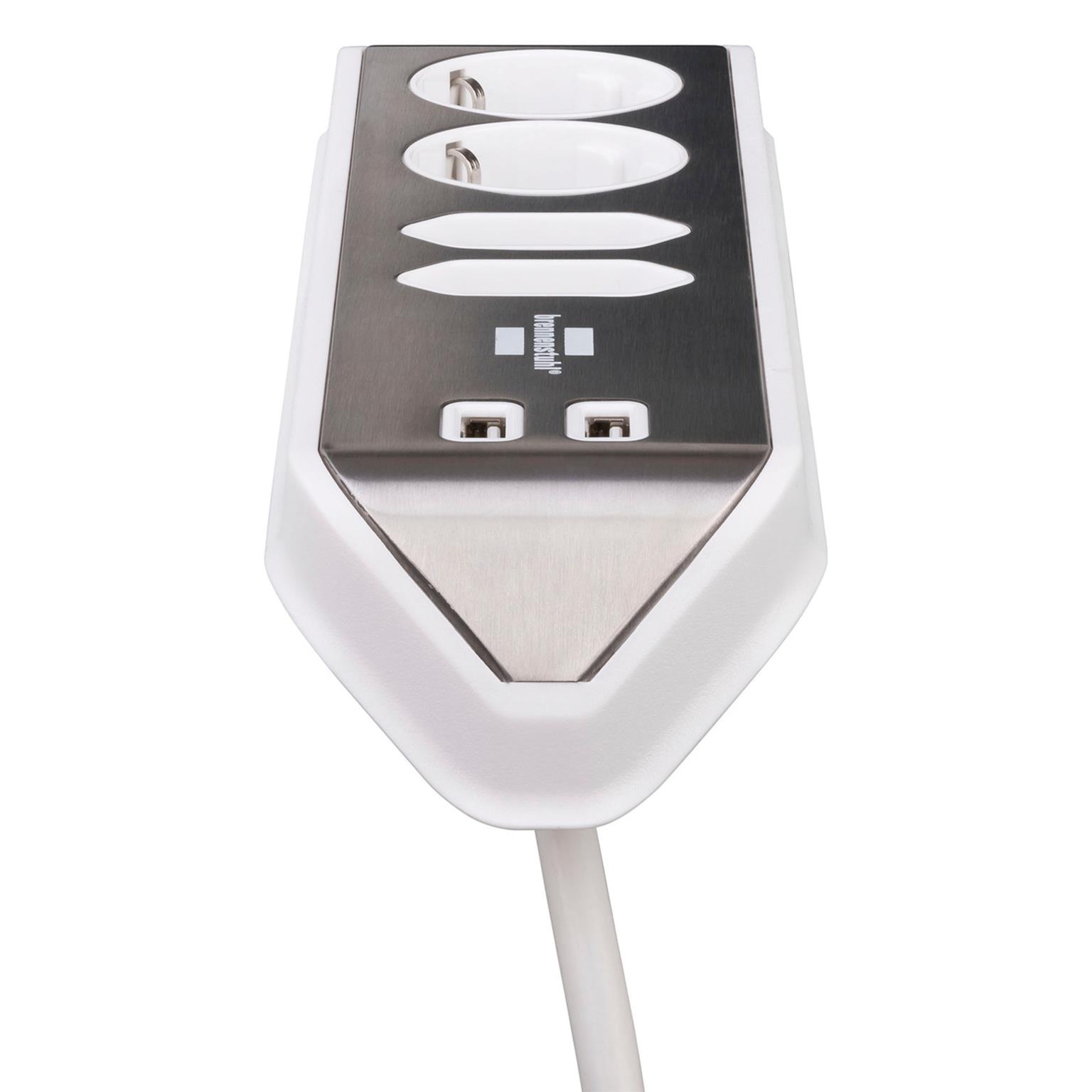 brennenstuhl Eck-Steckdosenleiste – 2x Schutzkontakt, 2x Euro und 2x USB Ladebuchsen, estilo Serie – Weiteres Produktbild 2