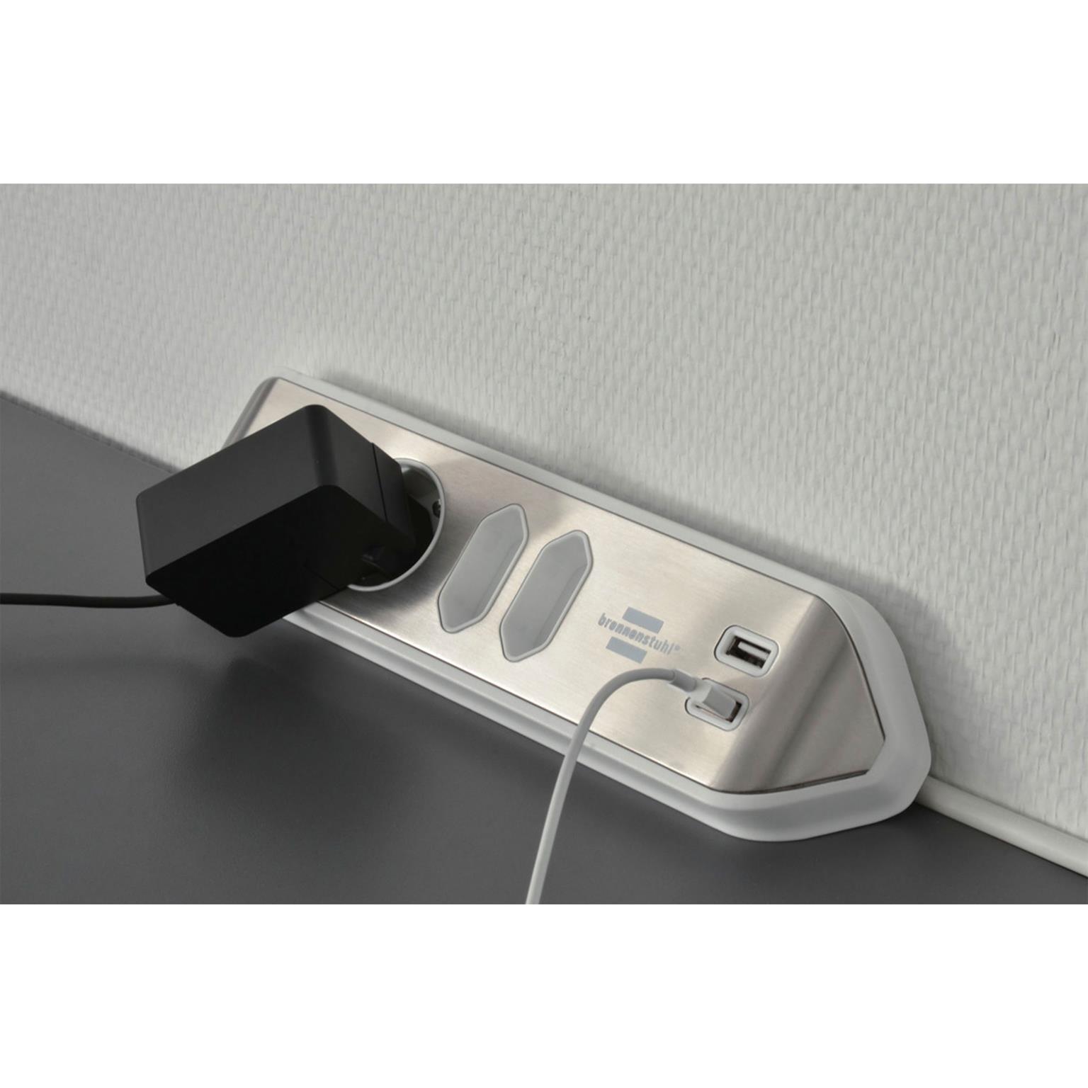 brennenstuhl Eck-Steckdosenleiste – 2x Schutzkontakt, 2x Euro und 2x USB Ladebuchsen, estilo Serie – Weiteres Produktbild 7