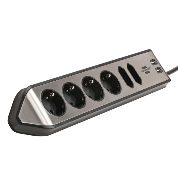brennenstuhl Eck-Steckdosenleiste – 4x Schutzkontakt, 2x Euro und 2x USB Ladebuchsen, estilo Serie – Weiteres Produktbild 2