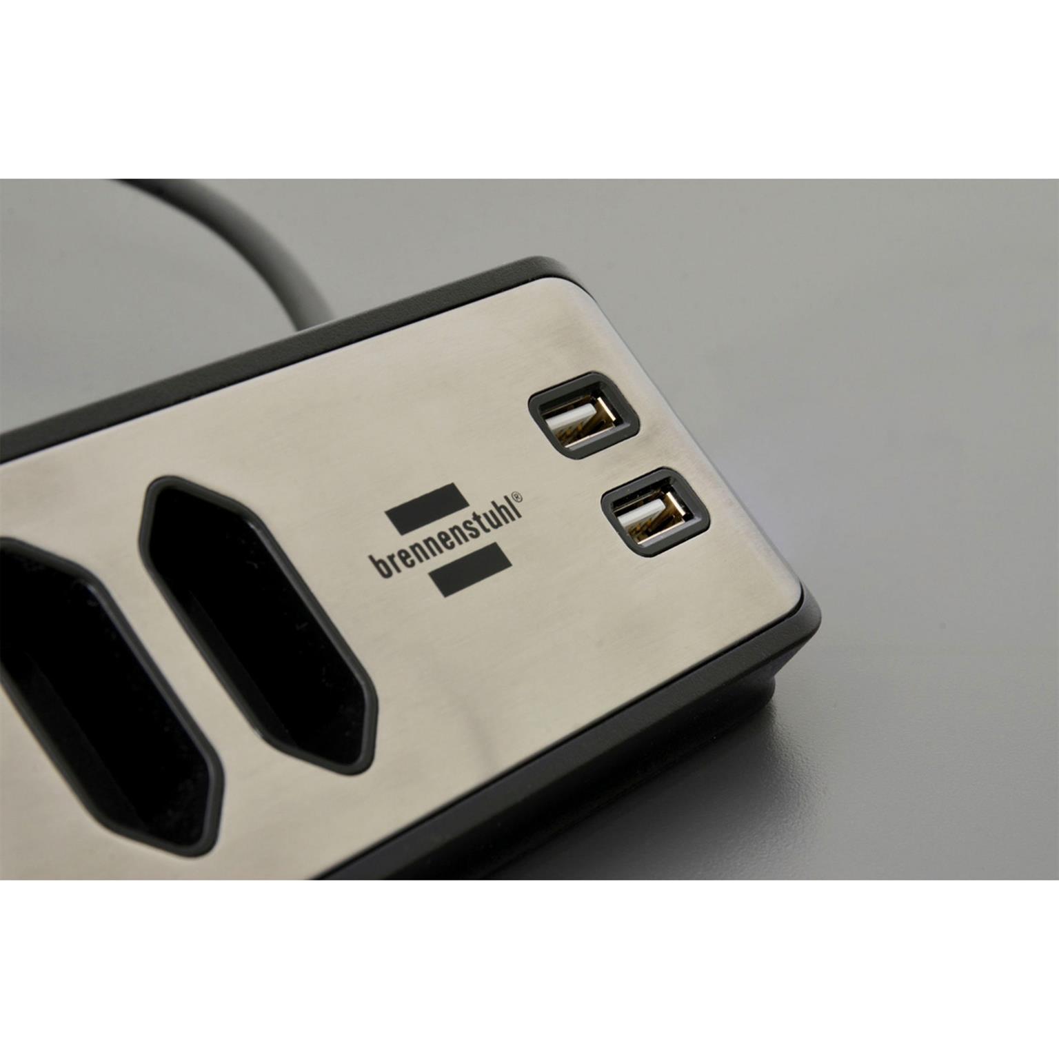 brennenstuhl Eck-Steckdosenleiste – 4x Schutzkontakt, 2x Euro und 2x USB Ladebuchsen, estilo Serie – Weiteres Produktbild 6