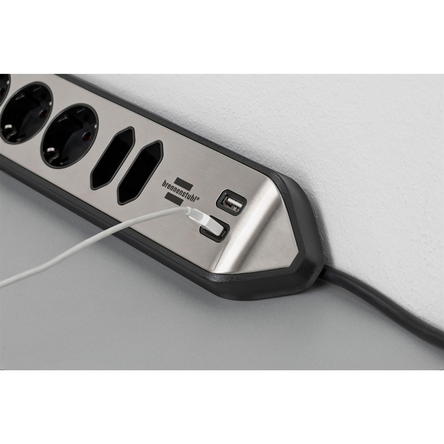 brennenstuhl Eck-Steckdosenleiste – 4x Schutzkontakt, 2x Euro und 2x USB Ladebuchsen, estilo Serie – Weiteres Produktbild 7