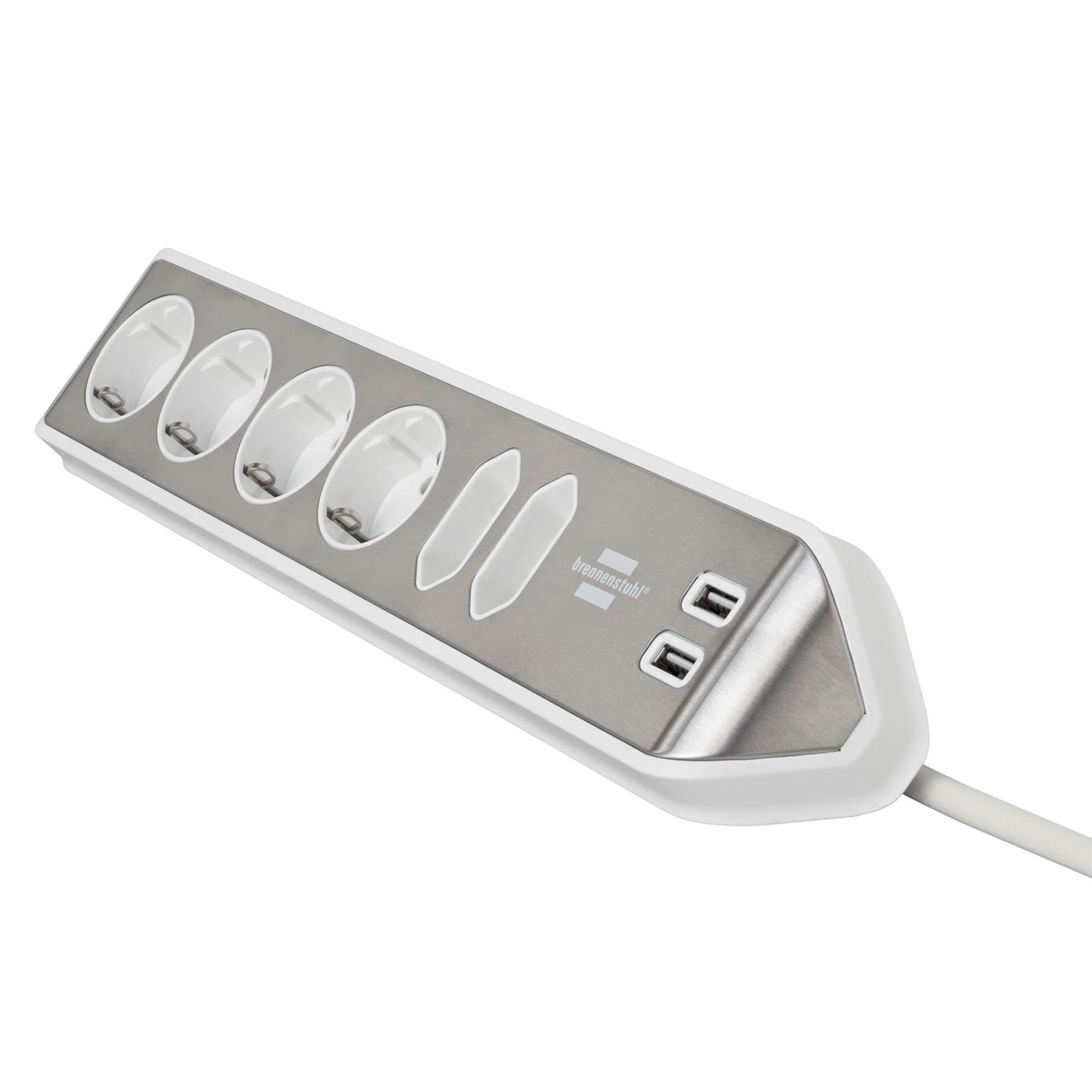 brennenstuhl Eck-Steckdosenleiste – 4x Schutzkontakt, 2x Euro und 2x USB Ladebuchsen, estilo Serie – Weiteres Produktbild 2