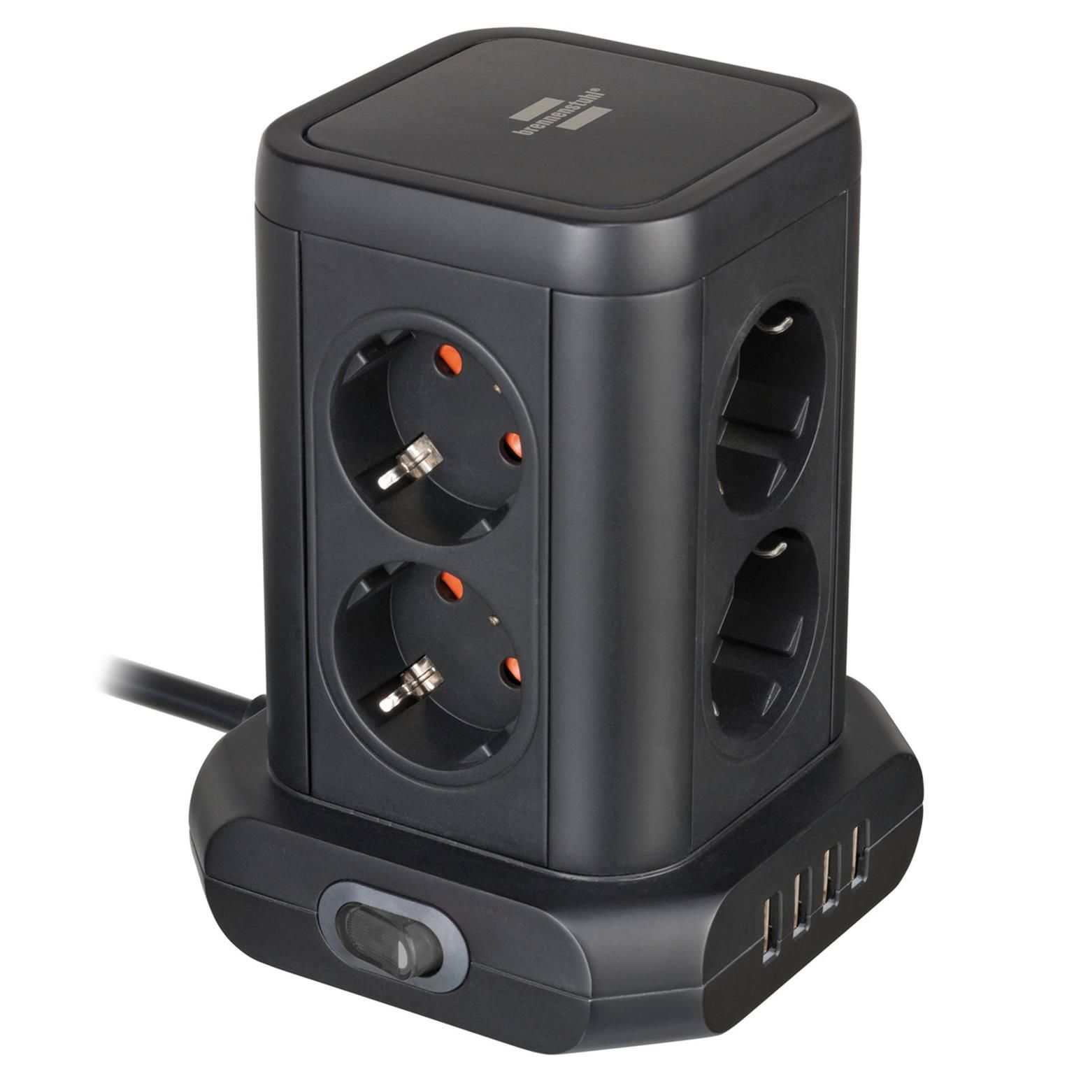 brennenstuhl Steckdosenturm 8-fach – Mehrfachsteckdose, USB-Steckdosenleiste mit Schalter, 2m Kabel – Weiteres Produktbild 1 brennenstuhl Steckdosenturm 8-fach – Mehrfachsteckdose, USB-Steckdosenleiste mit Schalter, 2m Kabel – Weiteres Produktbild 1