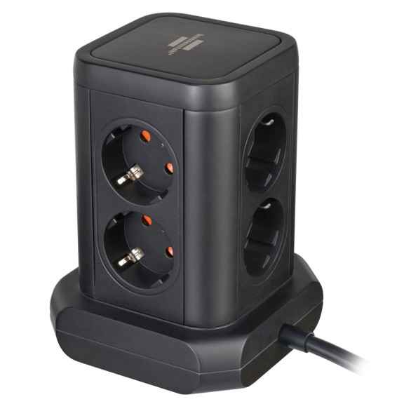 brennenstuhl Steckdosenturm 8-fach – Mehrfachsteckdose, USB-Steckdosenleiste mit Schalter, 2m Kabel – Weiteres Produktbild 2