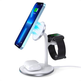 Choetech Induktionsladegerät/Ständer – MagSafe-kompatibel, für iPhone, Apple Watch, AirPods – Weiß Choetech Induktionsladegerät/Ständer – MagSafe-kompatibel, für iPhone, Apple Watch, AirPods – Weiß