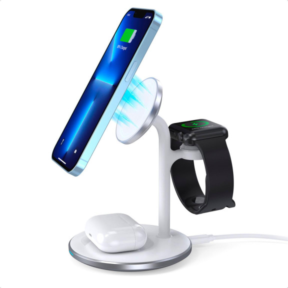 Choetech Induktionsladegerät/Ständer – MagSafe-kompatibel, für iPhone, Apple Watch, AirPods – Weiteres Produktbild 1 Choetech Induktionsladegerät/Ständer – MagSafe-kompatibel, für iPhone, Apple Watch, AirPods – Weiteres Produktbild 1