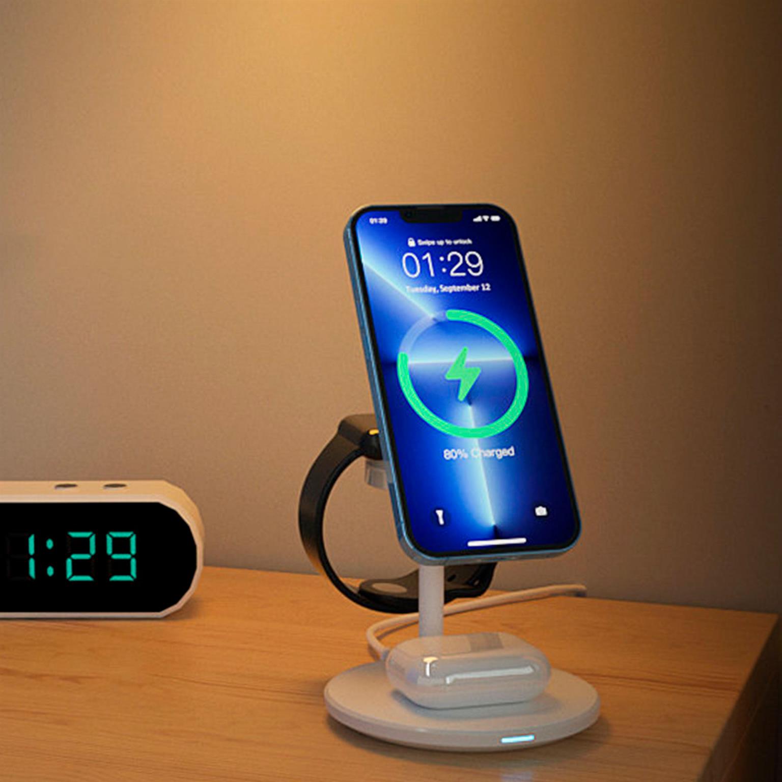 Choetech Induktionsladegerät/Ständer – MagSafe-kompatibel, für iPhone, Apple Watch, AirPods – Weiteres Produktbild 3