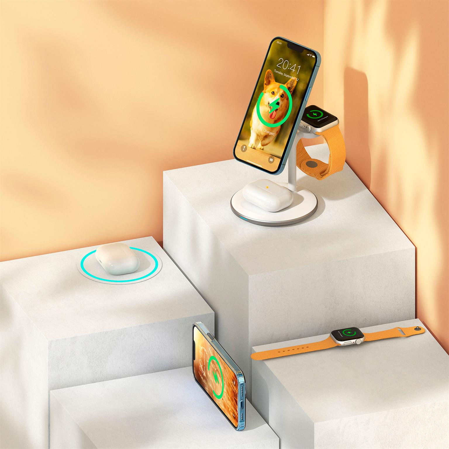 Choetech Induktionsladegerät/Ständer – MagSafe-kompatibel, für iPhone, Apple Watch, AirPods – Weiteres Produktbild 5