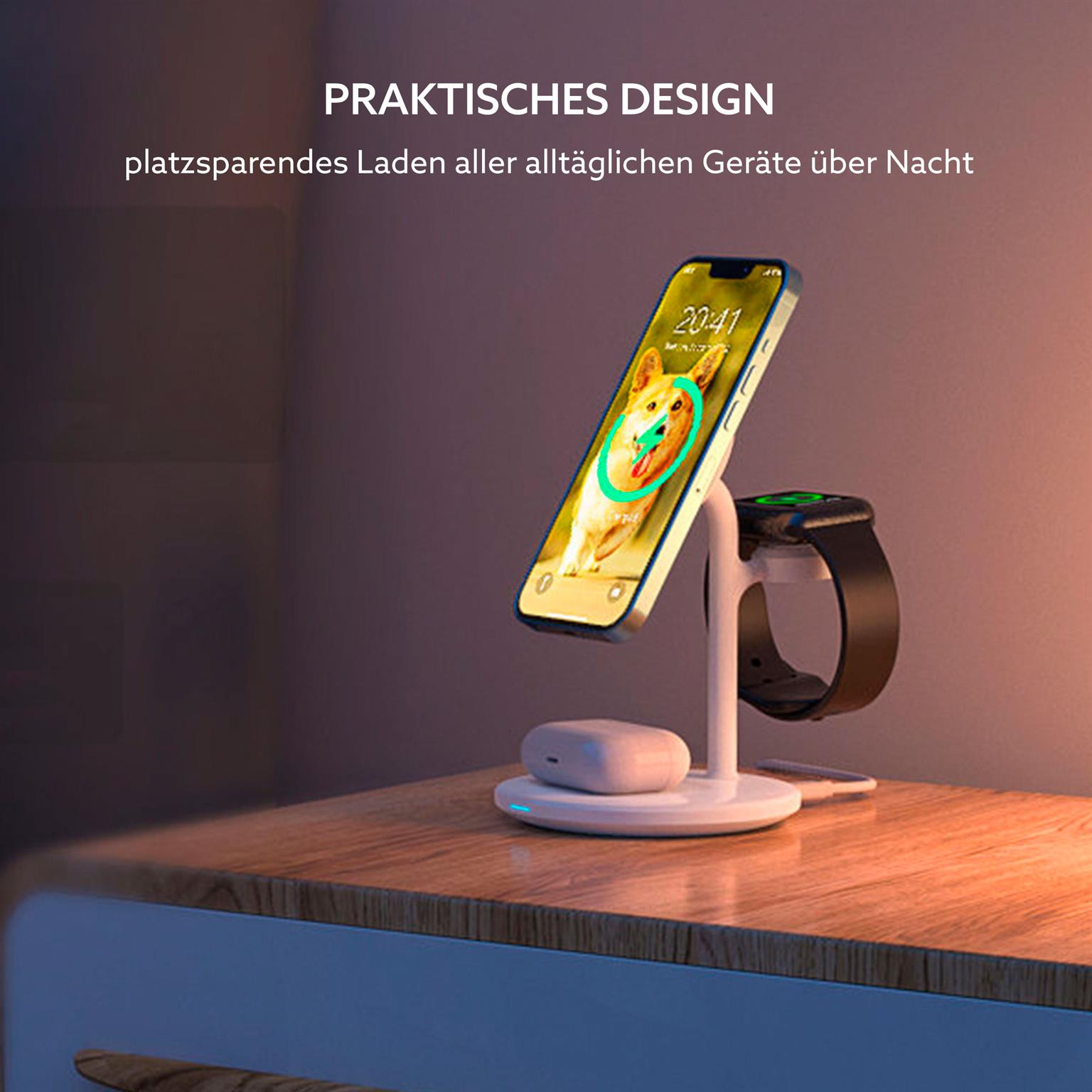 Choetech Induktionsladegerät/Ständer – MagSafe-kompatibel, für iPhone, Apple Watch, AirPods – Weiteres Produktbild 6