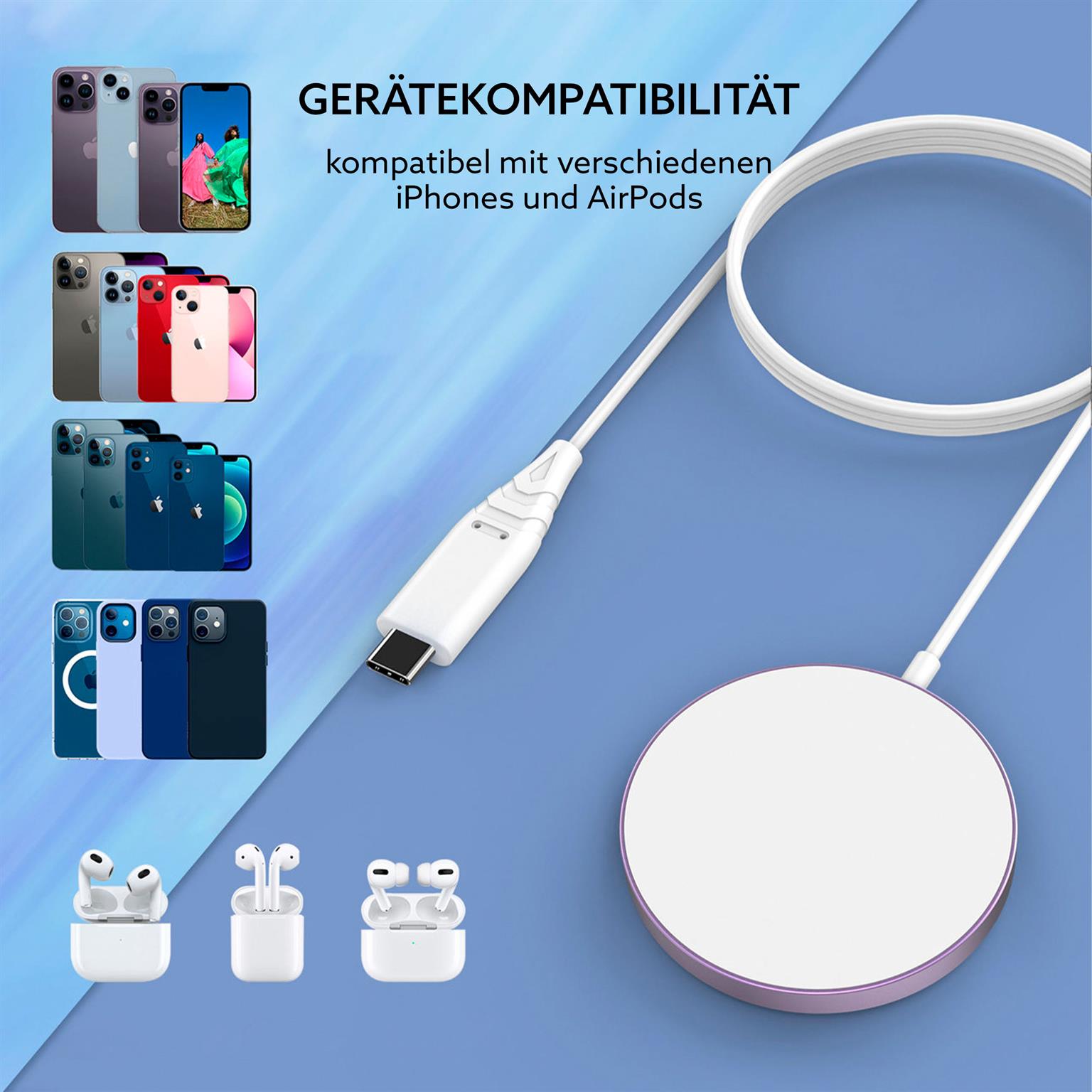 Choetech Magnetisches kabelloses Ladegerät 15W MagSafe – Schnelles und stabiles Aufladen mit Qi-Technologie – Weiteres Produktbild 3