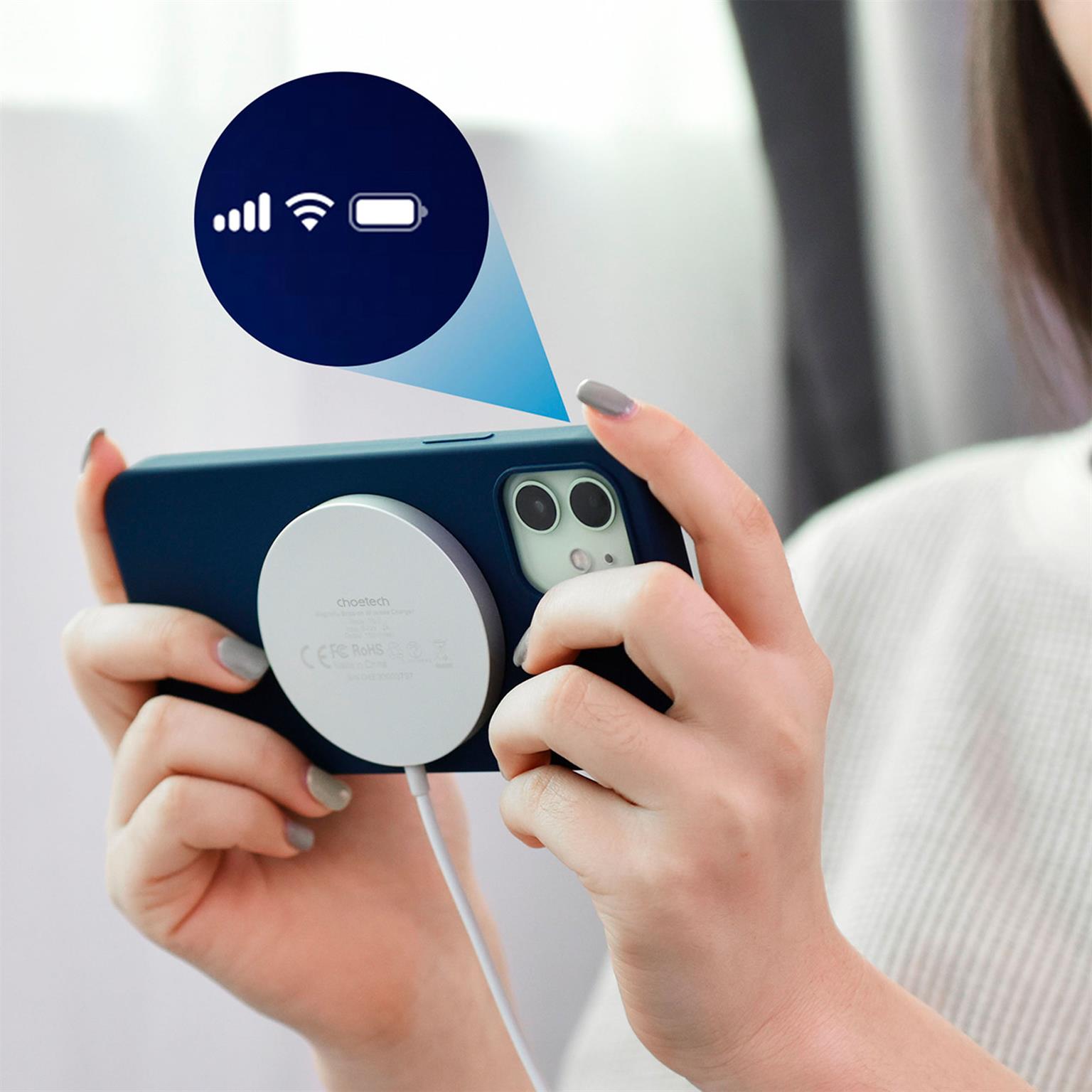 Choetech Magnetisches kabelloses Ladegerät 15W MagSafe – Schnelles und stabiles Aufladen mit Qi-Technologie – Weiteres Produktbild 5