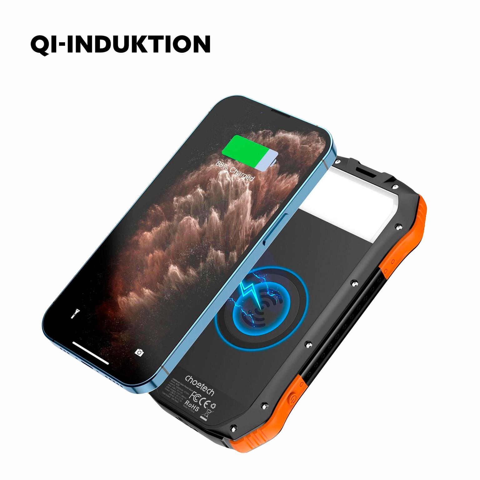 Choetech Powerbank mit induktivem Laden 10000 mAh – Qi Solar Powerbank, USB-C, USB-A, Solar Ladegerät – Weiteres Produktbild 5