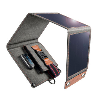 Choetech Reise Solar Ladegerät für Telefone mit USB 14W faltbar – passt zusammengeklappt in die Tasche – Grau