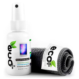 Ecomoist Bildschirm Reinigungsset – für Smartphones und andere Geräte, Mikrofasertuch, Displayreiniger 50 ml – Grau