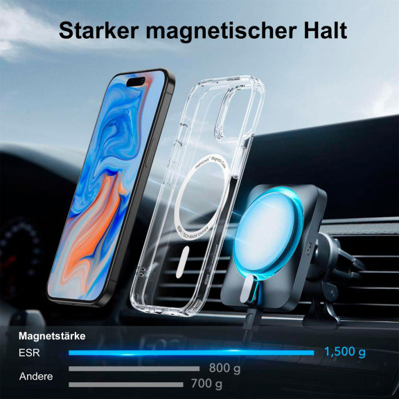 ESR Classic Hybrid MagSafe-Hülle mit HaloLock für iPhone 15 Plus – mit Militärnorm-Schutz – Weiteres Produktbild 2 ESR Classic Hybrid MagSafe-Hülle mit HaloLock für iPhone 15 Plus – mit Militärnorm-Schutz – Weiteres Produktbild 2