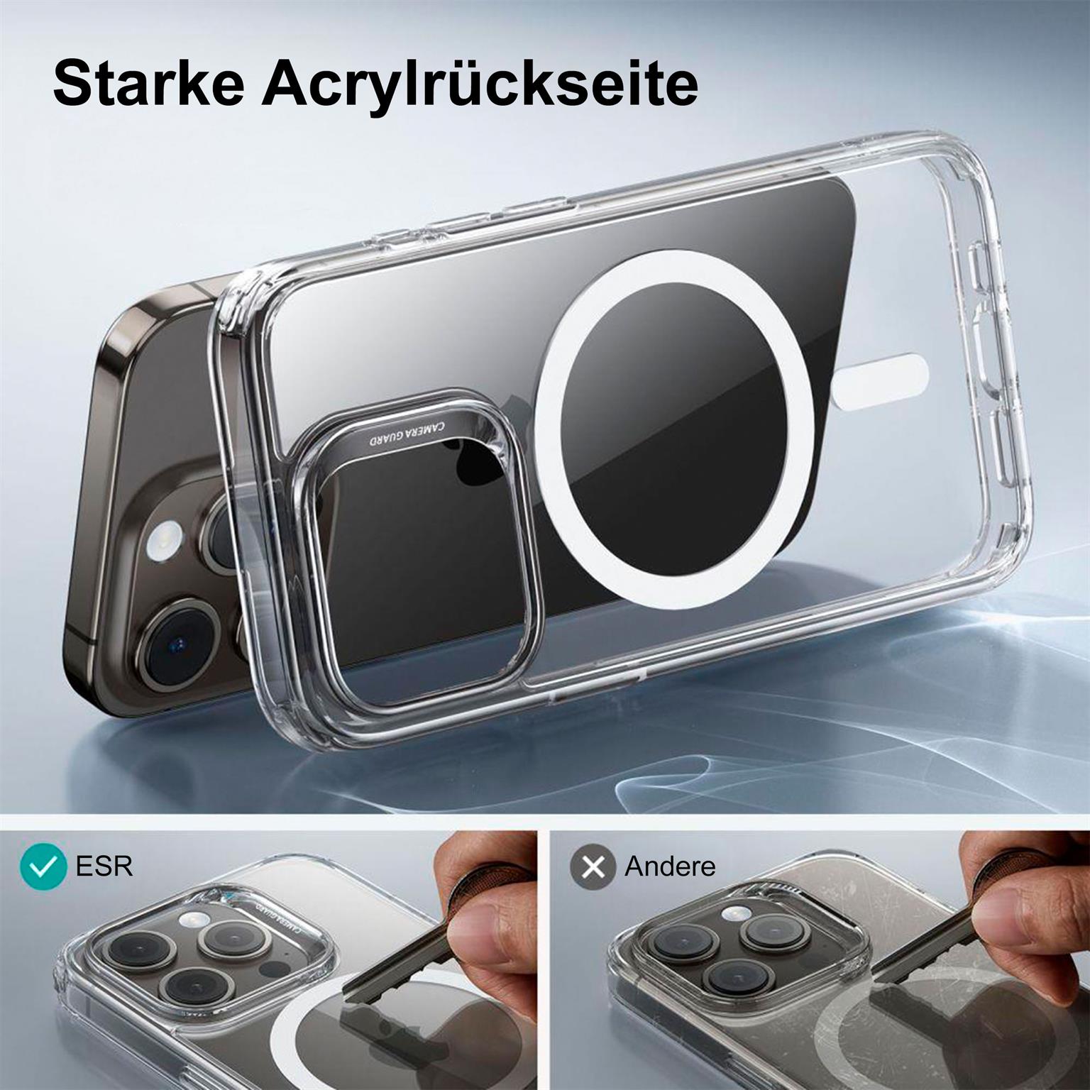 ESR Classic Hybrid MagSafe-Hülle mit HaloLock für iPhone 15 Pro – mit Militärnorm-Schutz – Weiteres Produktbild 6 ESR Classic Hybrid MagSafe-Hülle mit HaloLock für iPhone 15 Pro – mit Militärnorm-Schutz – Weiteres Produktbild 6