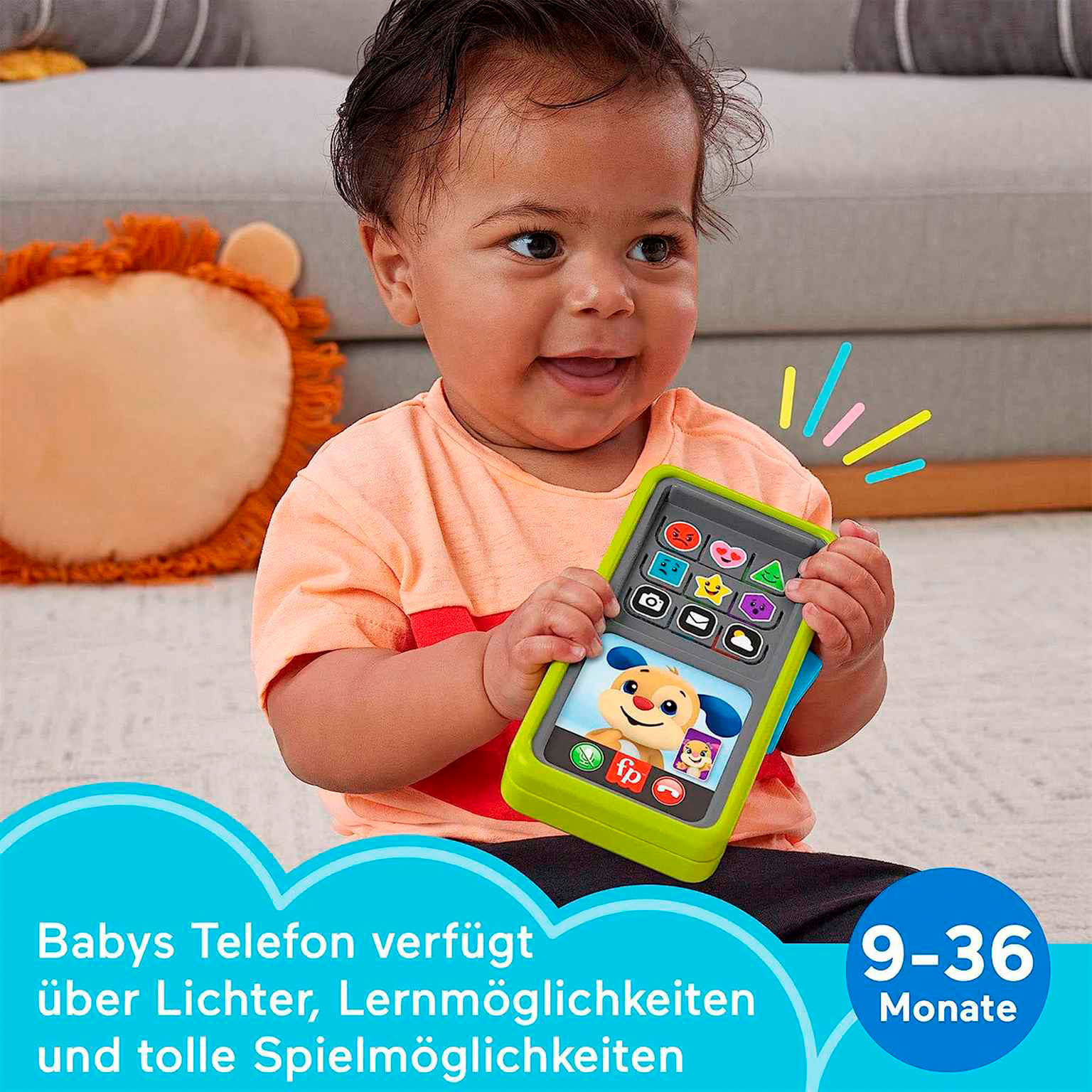 Fisher-Price Lernspaß 2-in-1 Smartphone – Interaktives Spielzeugtelefon, Pädagogisches Smartphone mit Lernfunktionen – Weiteres Produktbild 1