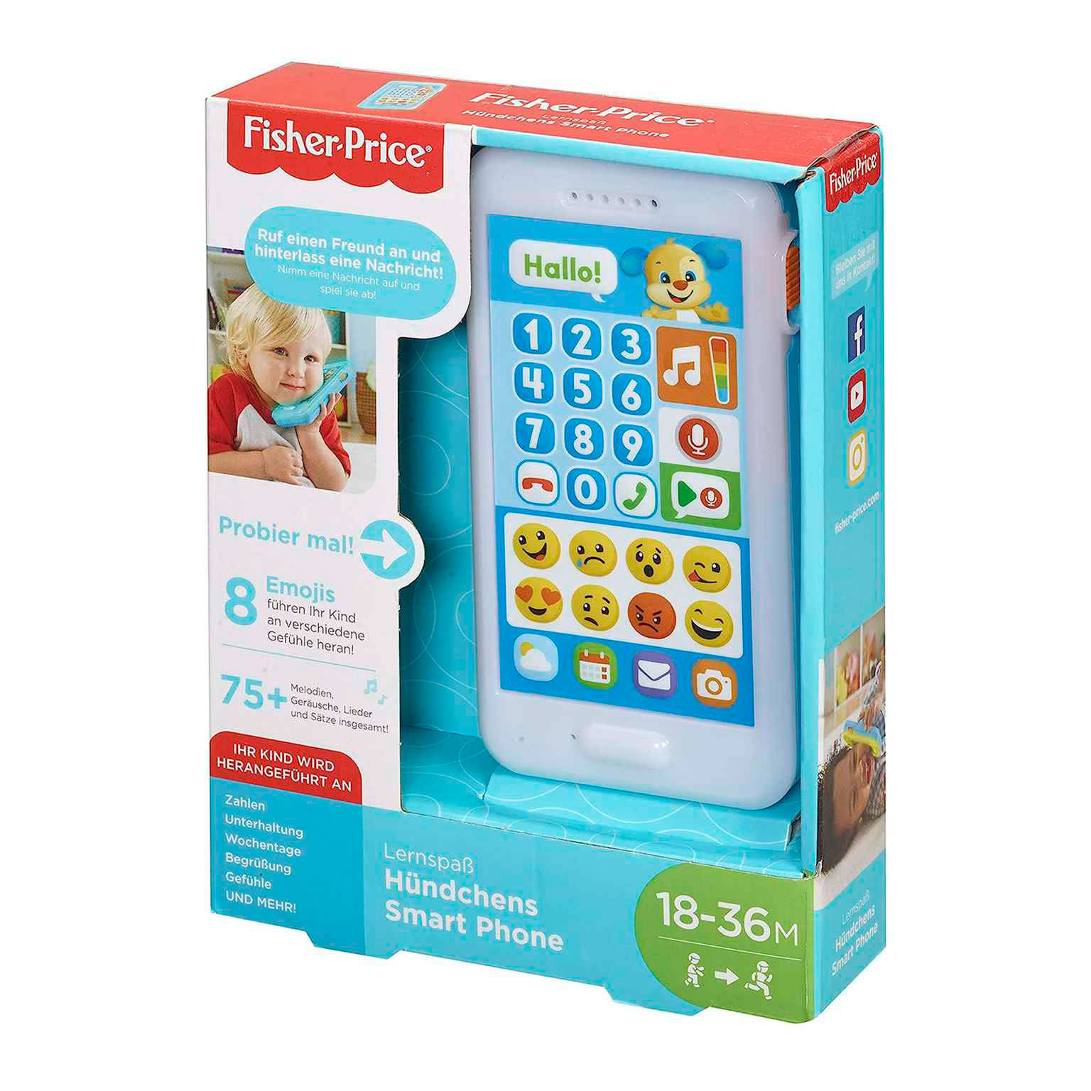 Fisher-Price Lernspaß Spielzeugtelefon – Interaktives Kinderspielzeug mit Lichtern und Telefongeräuschen – Weiteres Produktbild 7
