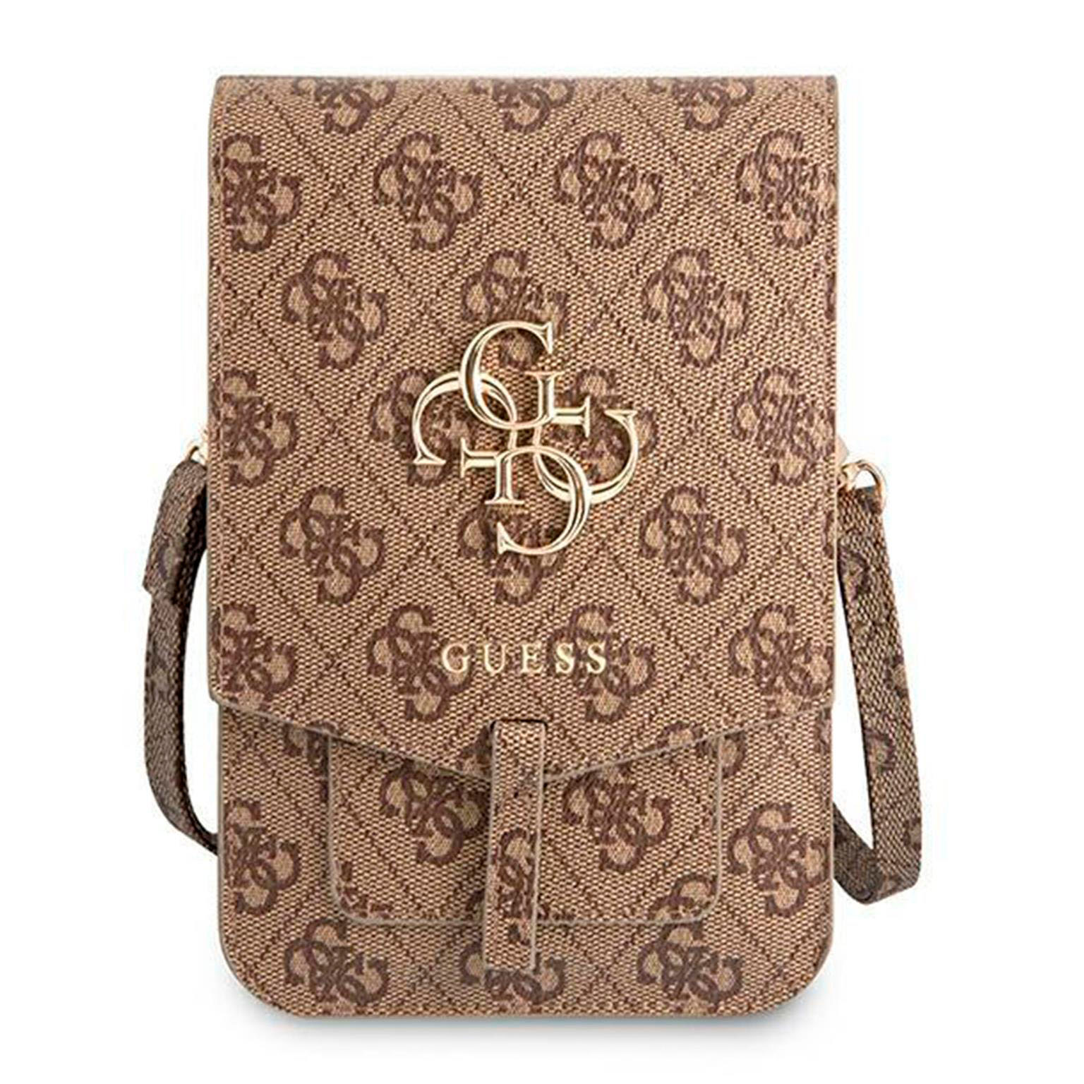 Guess Handtasche – elegante Umhängetasche für Smartphones mit goldenem Big Logo, AllOver 4G Logo Serie – Weiteres Produktbild 1